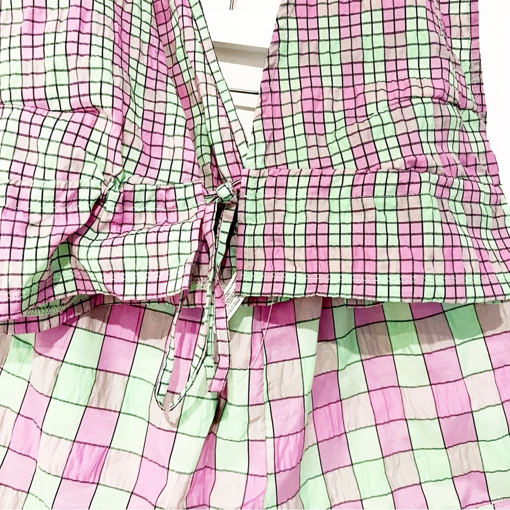 Free People Linus Plaid 2 Piece Cropped Top & Short Matching Set size Small NEW - Picture 8 of 9